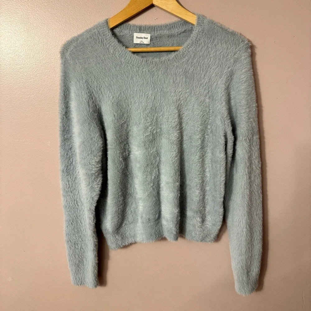 Aritzia Sunday Best Kitten Sweater Grayish Blue Size 2XL